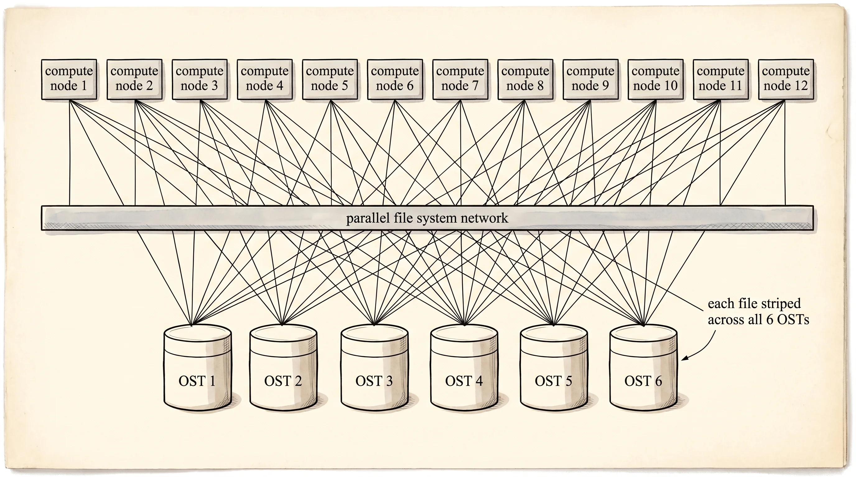 FSx for Lustre stripes data across many storage targets so a thousand compute nodes can read in parallel.