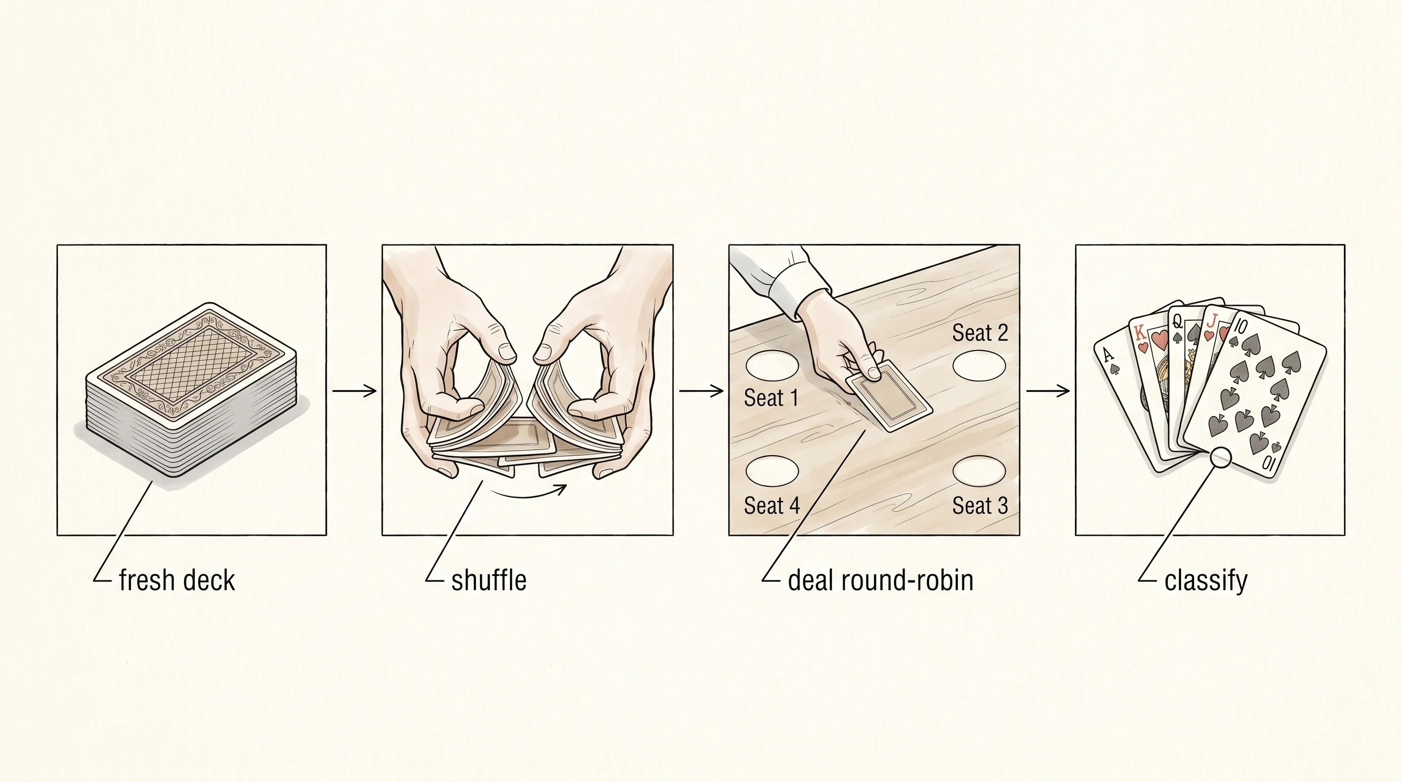 The four jobs of a card-night game, in order.