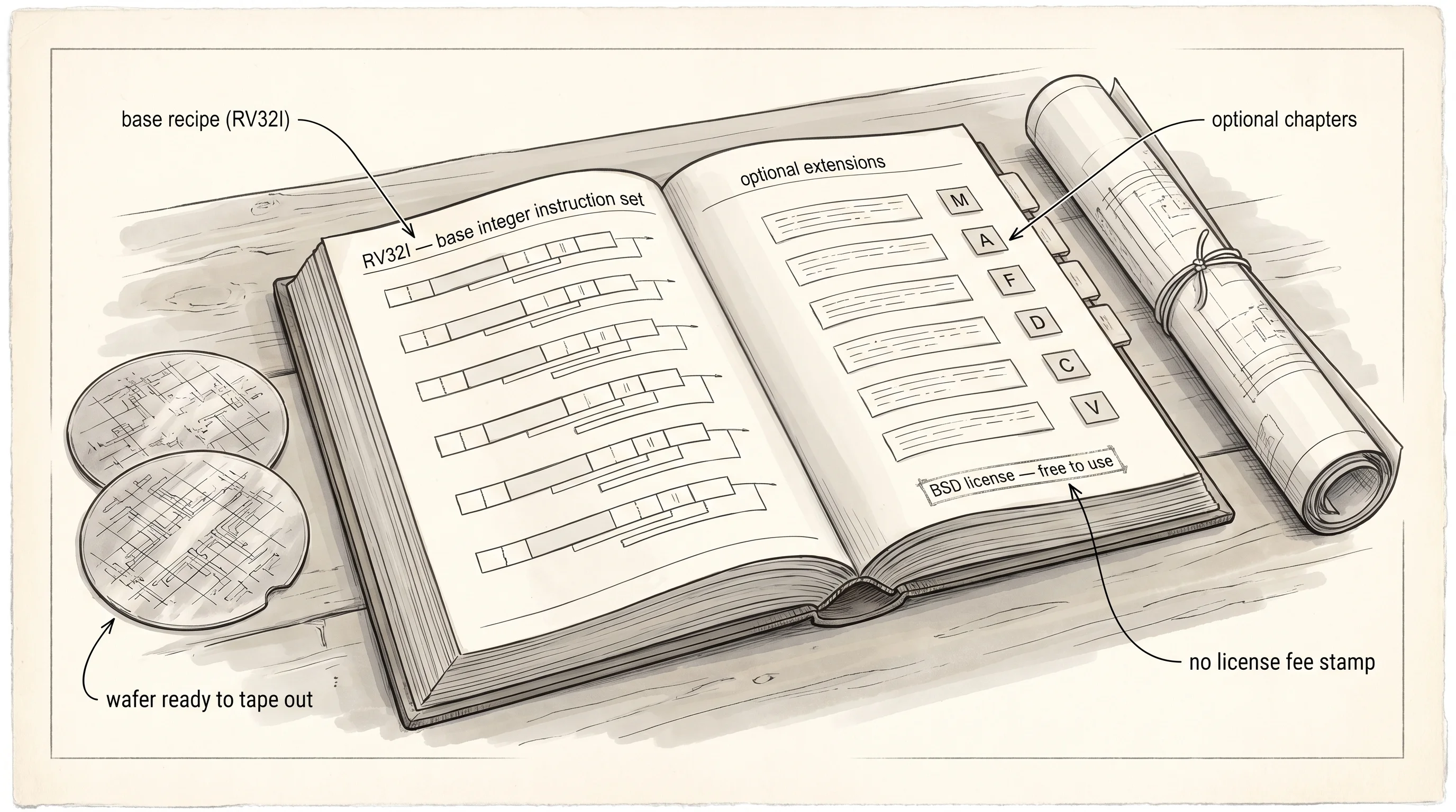 RISC-V as an open cookbook anyone can cook from and resell.